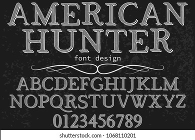 Vintage Font handcrafted vector script alphabet,design handwritten named American hunter