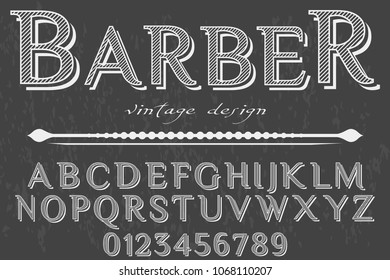 Vintage Font handcrafted vector script alphabet,design handwritten named barber