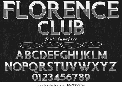 Vintage Font handcrafted vector script alphabet,design handwritten named florence club
