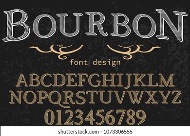 Vintage Font handcrafted vector script alphabet,design handwritten named -bourbon