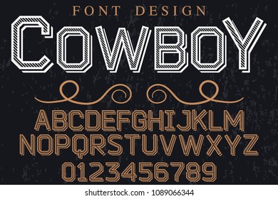 Vintage Font handcrafted vector script alphabet cowboy