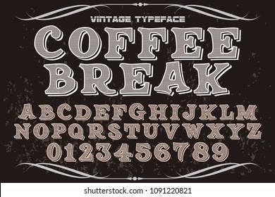 Vintage Font handcrafted vector script alphabet coffee break