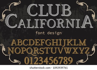 Vintage Font handcrafted vector script alphabet california club