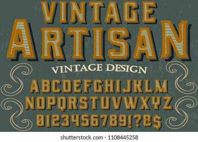 Vintage Font handcrafted vector script alphabet,design handwritten named artisan