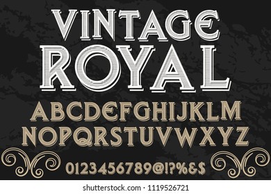 Vintage Font handcrafted vector script alphabet,design handwritten named vintage royal