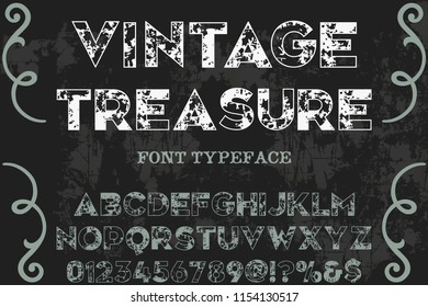 Vintage Font handcrafted vector script alphabet,design handwritten named vintage treasure