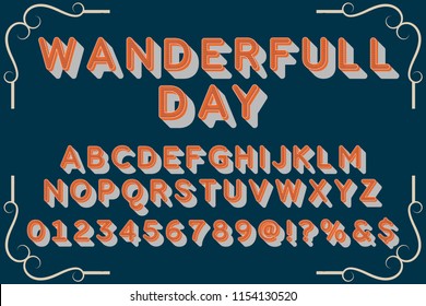 Vintage Font handcrafted vector script alphabet,design handwritten named wanderfull day