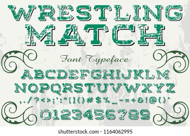 Vintage Font handcrafted vector script alphabet,design handwritten named wrestling match
