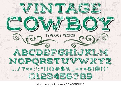Vintage Font handcrafted vector script alphabet,design handwritten named cowboy