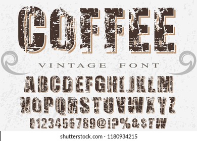 Vintage Font handcrafted vector script alphabet,design handwritten named coffee