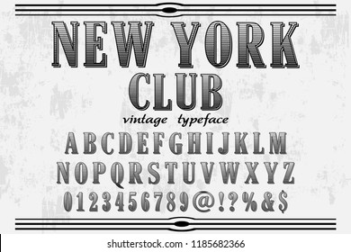 Vintage Font handcrafted vector script alphabet,design handwritten named new york club