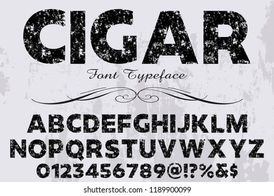 Vintage Font handcrafted vector script alphabet,design handwritten named cigar