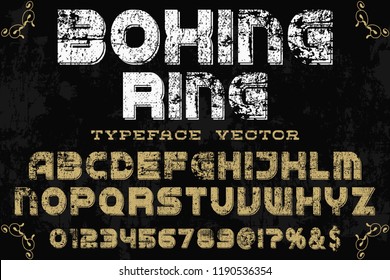 Vintage Font handcrafted vector script alphabet,design handwritten named boxing ring