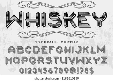 Vintage Font handcrafted vector script alphabet,design handwritten named  whiskey