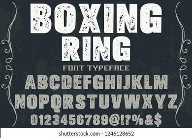 Vintage Font handcrafted vector script alphabet,design handwritten named vintage boxing ring
