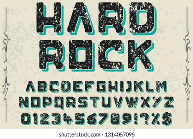 Vintage Font handcrafted vector script alphabet,design handwritten named vintage hard rock