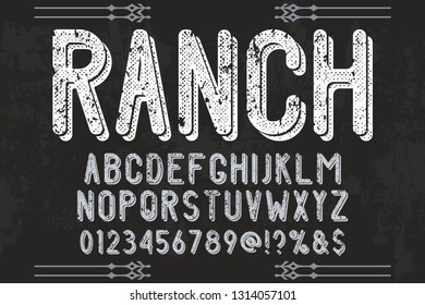 Vintage Font handcrafted vector script alphabet,design handwritten named vintage ranch