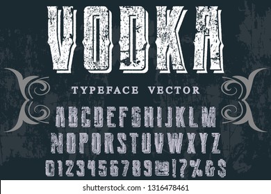 Vintage Font handcrafted vector script alphabet,design handwritten named vintage vodka