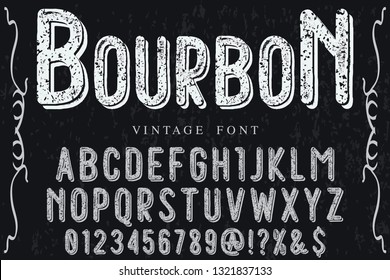 Vintage Font handcrafted vector script alphabet,design handwritten named vintage bourbon