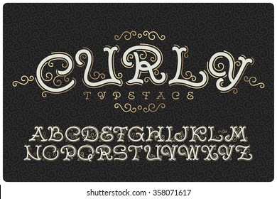 Vintage Font With Small Decorative Ornate. Curly Typeface.