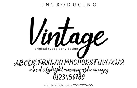 Vintage Font Stylish brush painted an uppercase vector letters, alphabet, typeface