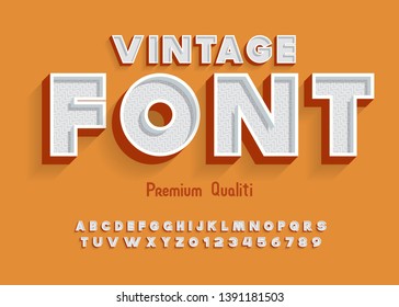 Vintage font with texture. Vector Set of Retro Letters, Numbers and Symbols.