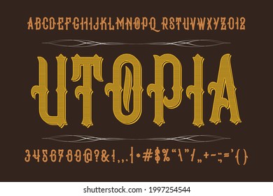 vintage  font,  typeface design, brown and orange style vector background
