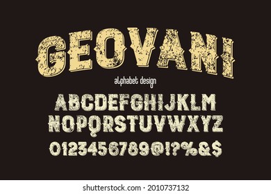 vintage font, typeface design, classic font dark and orange vector background