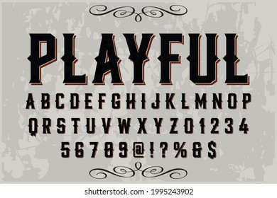 vintage font, typeface design, gray and black style ,grunge vector background