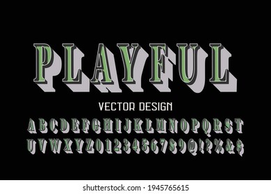 vintage font, typeface design green and black  style