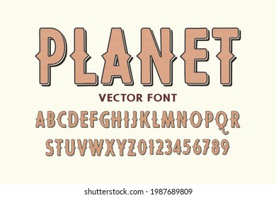 vintage  font, typeface design, yellow and brown style vector background