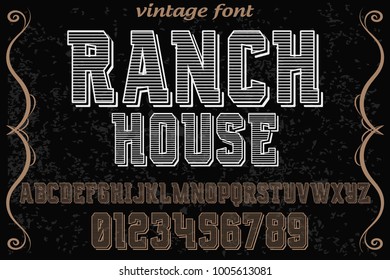 vintage font typeface handcrafted vector named ranch house