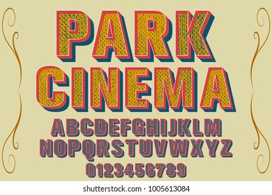 vintage font typeface handcrafted vector named park cinema