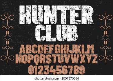vintage font typeface handcrafted vector named hunter club