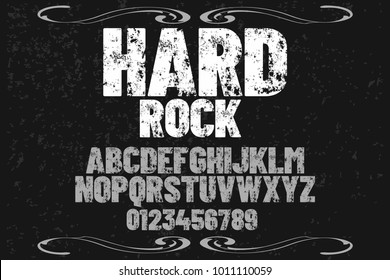 vintage font typeface handcrafted vector named hard rock  and label design