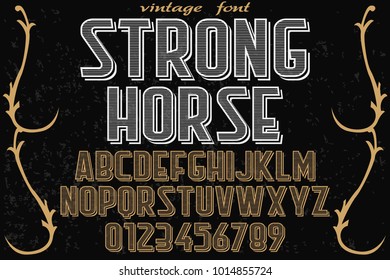 vintage font typeface handcrafted vector named strong horse and label design