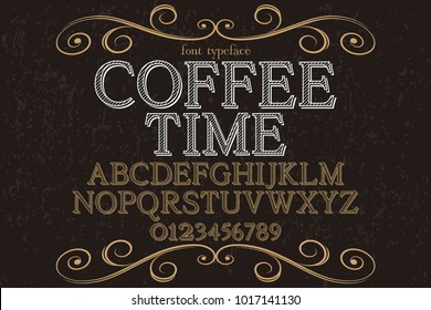 vintage font typeface handcrafted vector named coffee time and label design