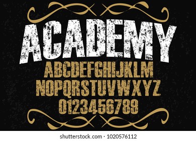 vintage font typeface handcrafted vector named academy and label design