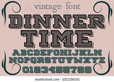 vintage font typeface handcrafted vector named dinner time and label design