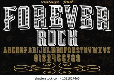 vintage font typeface handcrafted vector named forever rock and label design