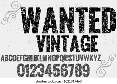 vintage font typeface handcrafted vector named wanted vintage and label design