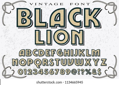 vintage font typeface handcrafted vector named black lion and label design
