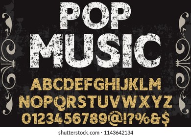 vintage font typeface handcrafted vector named pop music and label design
