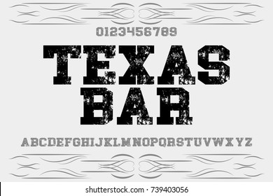 vintage font typeface handcrafted vector old style named texas bar