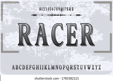 vintage font, typeface vector design, gray and black style background, classic lettering