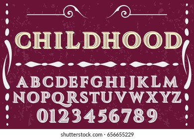 Vintage Font typeface vector handcrafted -childhood