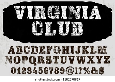vintage font typeface vector named virginia bar