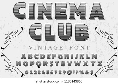 vintage font typeface vector named cinema club