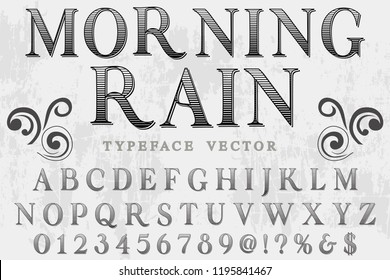 vintage font typeface vector named morning rain