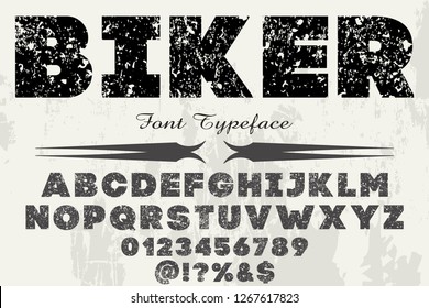 Vintage Font typeface vector named vintage biker